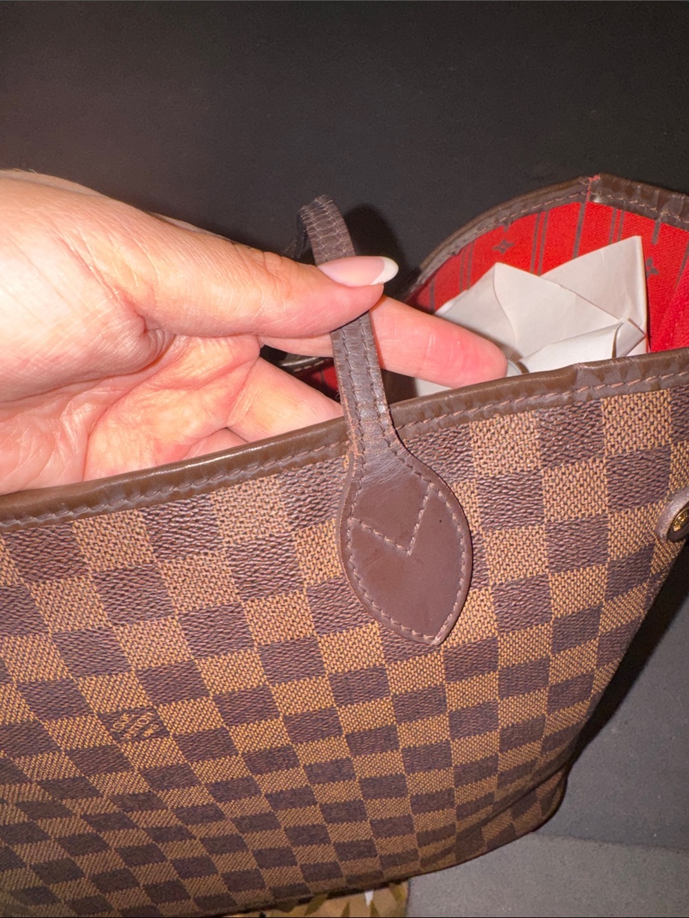 Lv Nevwrfull Mm Brown Checkered Tote Bag - Picture 5 of 16